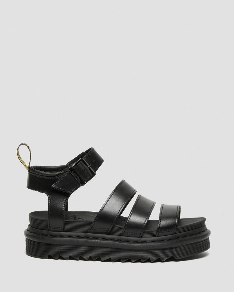 Women's Dr Martens Blaire Brando Leather Gladiator Sandals Black | AU 291ILH